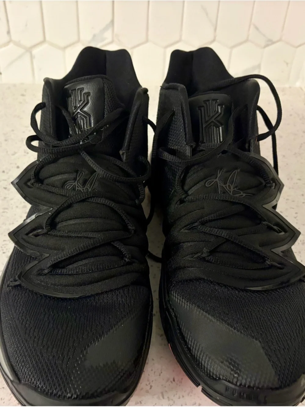 Nike Kyrie 5 Black High-Top Basketball Sneakers with Rainbow soles - Picture 3 of 5